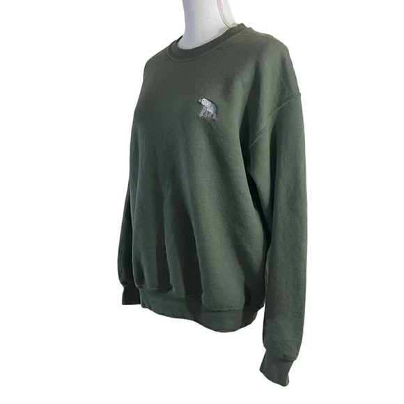 TopShop Sage Green Crewneck Pullover Elephant Embroidered Size 8/10 Casual Fall - Picture 3 of 7